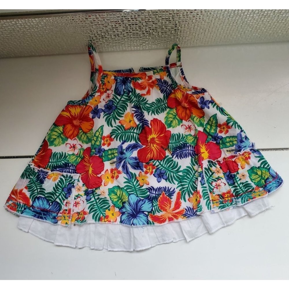 Koala Kids Sundress Dress, White w/Multi Color Floral, Lined, 6M
